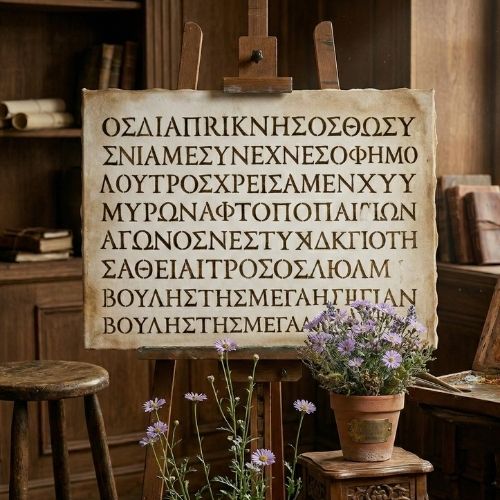 Antik Yunan Yazıtları Stencil Şablon