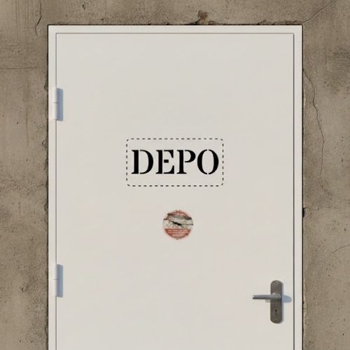 Depo Yazısı Stencil Boyama Şablonu