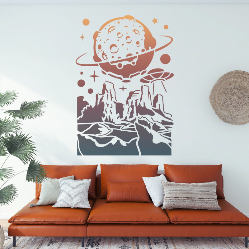 Uzay Gezegen Temalı Stencil Şablon Uzay Gezegen Temalı Stencil Şablon