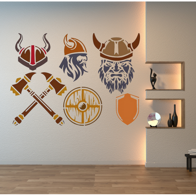 Viking Savaşçı Deseni Stencil Şablon Viking Savaşçı Deseni Stencil Şablon
