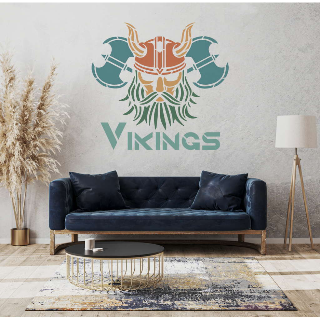 Viking Savaşçı Deseni Stencil Şablon