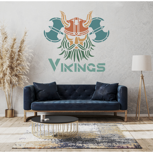 Viking Savaşçı Deseni Stencil Şablon