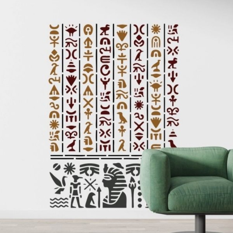 Antik Mısır Hiyeroglifleri Stencil Şablon T00136