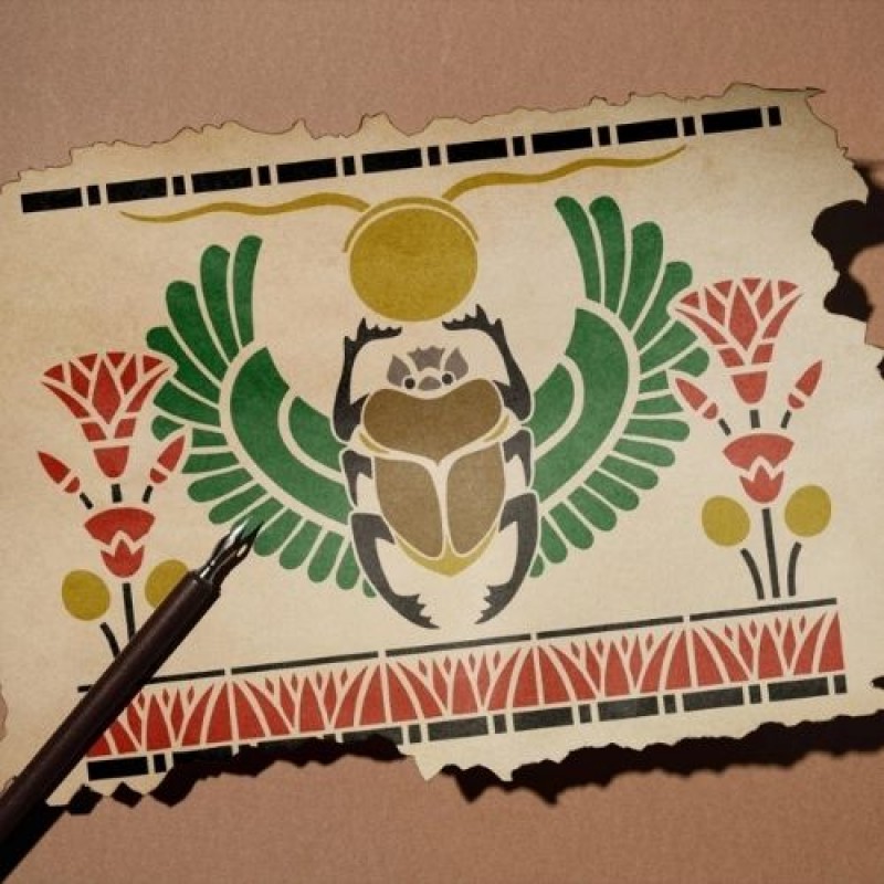 Antik Mısır Khepri Sembolü Stencil Şablon