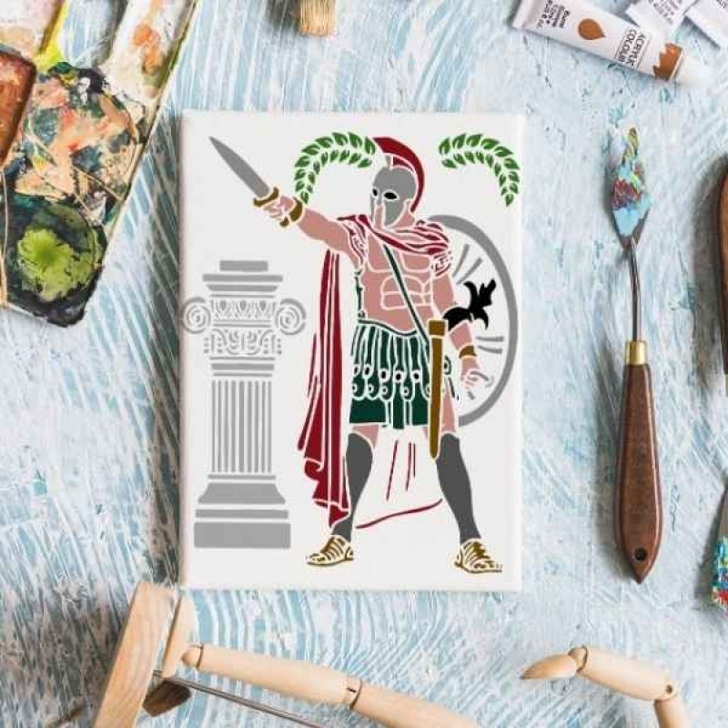 Antik Roma Asker Deseni Stencil Şablon