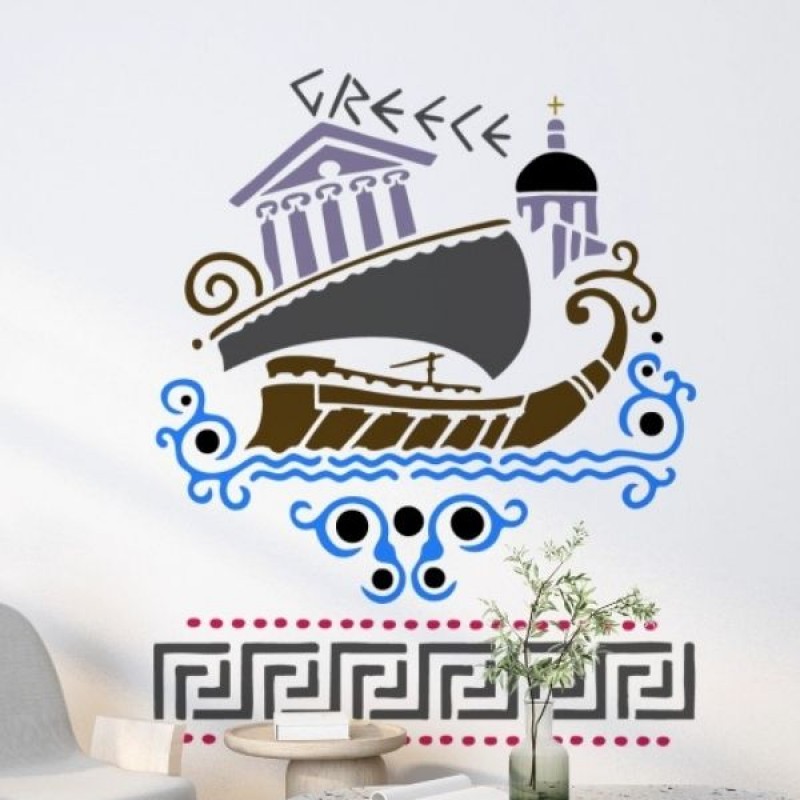 Antik Yunan Sembolleri Stencil Şablon T00147