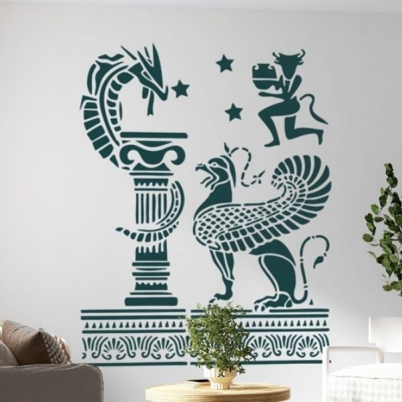 Antik Yunan Griffin Stencil Şablon T00148
