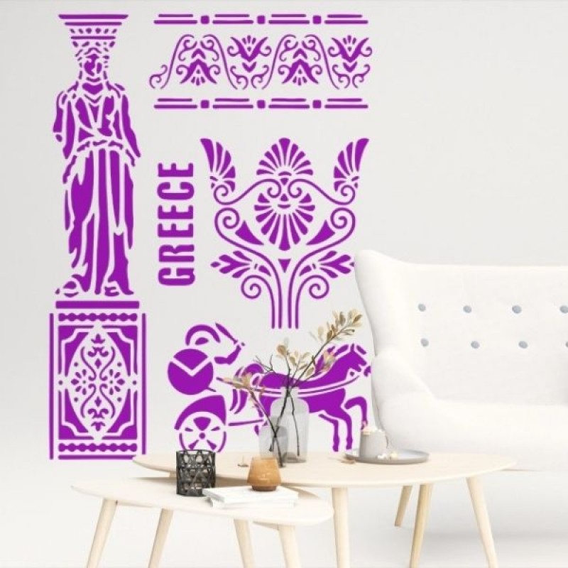 Antik Yunan Desenleri Stencil Şablon T00151