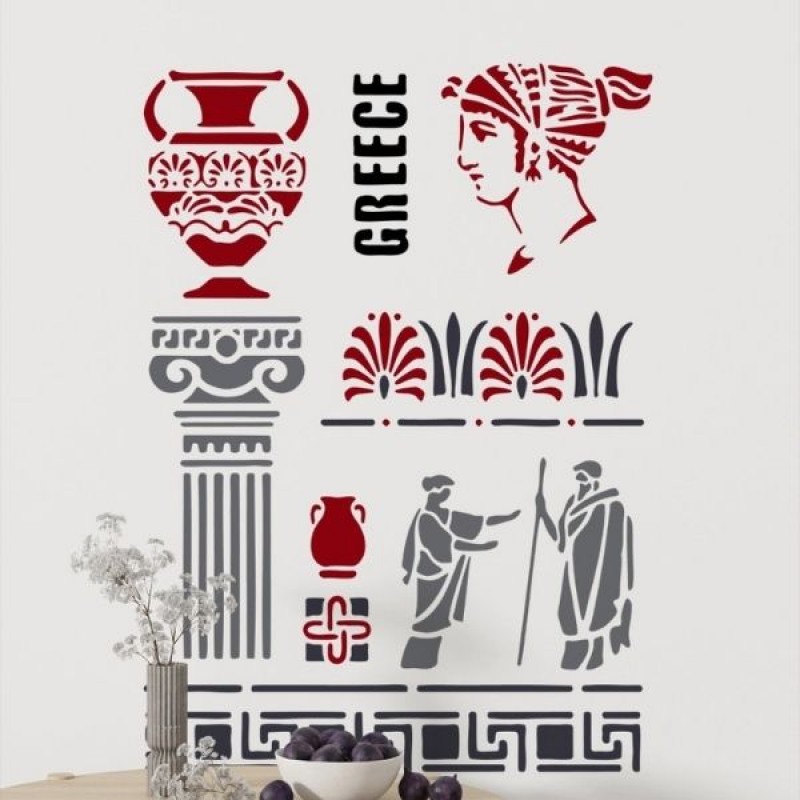 Antik Yunan Figürleri Stencil Şablon T00152