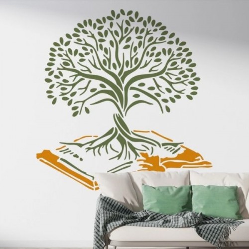 Hayat Ağacı ve Kitap Stencil Şablon Hayat Ağacı ve Kitap Stencil Şablon