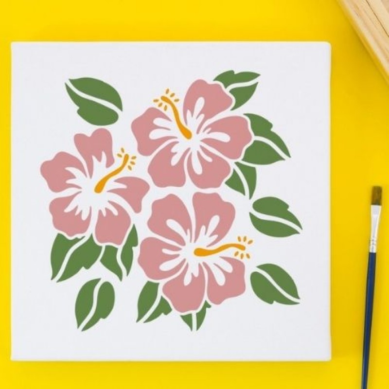 Hibiscus Hawaii Çiçeği Stencil Şablon
