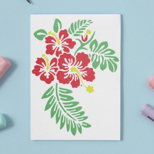 Hibiscus Hawaii Çiçeği Stencil Şablon BC00172