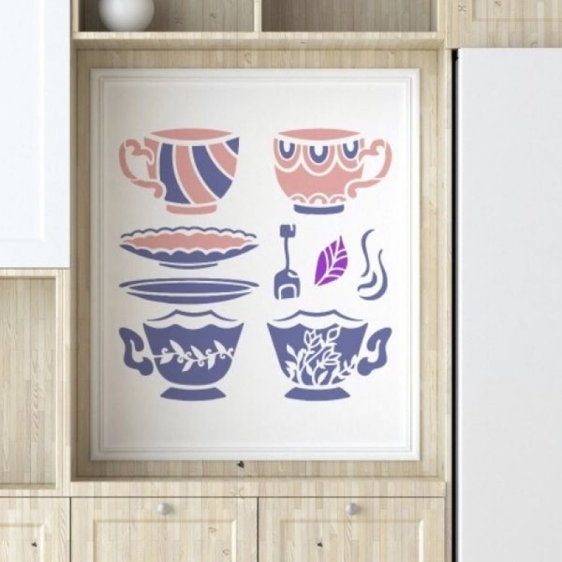 Kahve ve Çay Fincanı Stencil Şablon