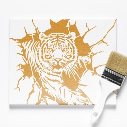 Dekoratif Kaplan Deseni Stencil Şablon