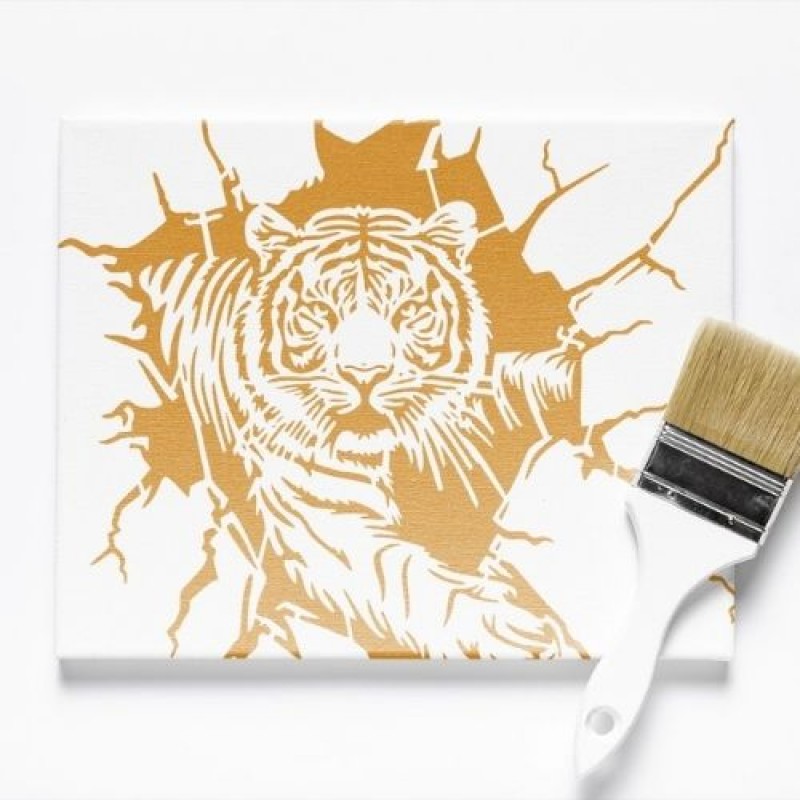 Dekoratif Kaplan Deseni Stencil Şablon