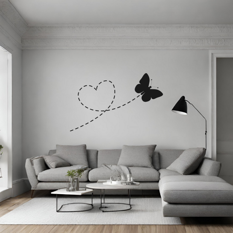 Kelebek ve Kalp Stencil Boyama Şablonu Kelebek ve Kalp Stencil Boyama Şablonu