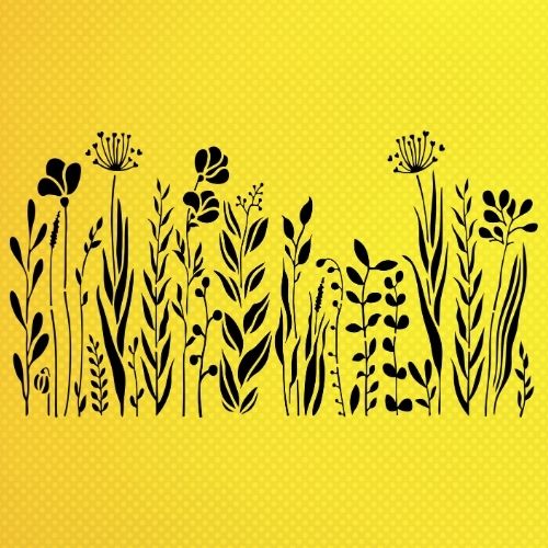 Kır Çiçekleri Stencil Şablon
