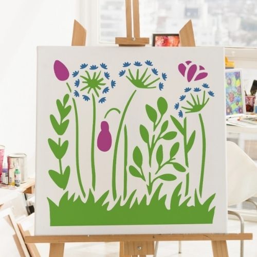 Kır Çiçekleri Stencil Şablon