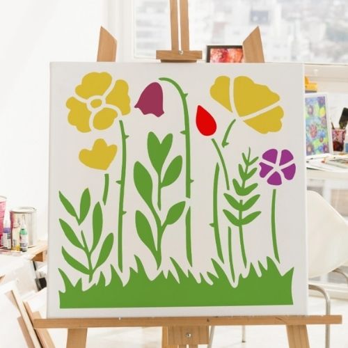 Kır Çiçekleri Stencil Şablon