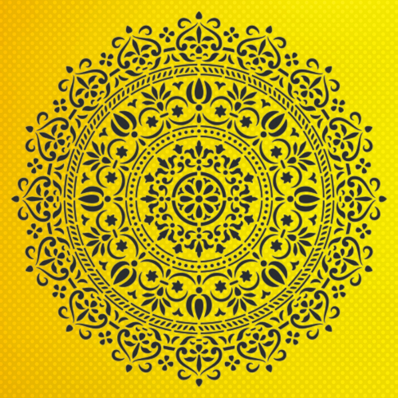 Mandala Stencil Boyama Şablonu