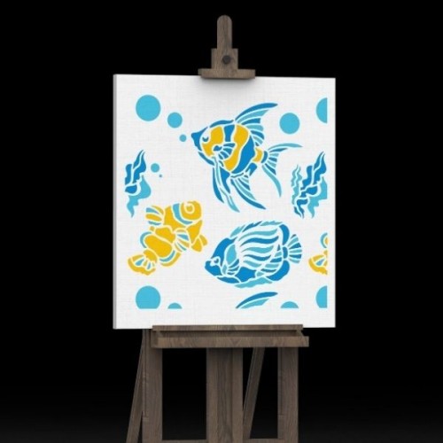 Mercan Balığı Stencil Şablon Mercan Balığı Stencil Şablon