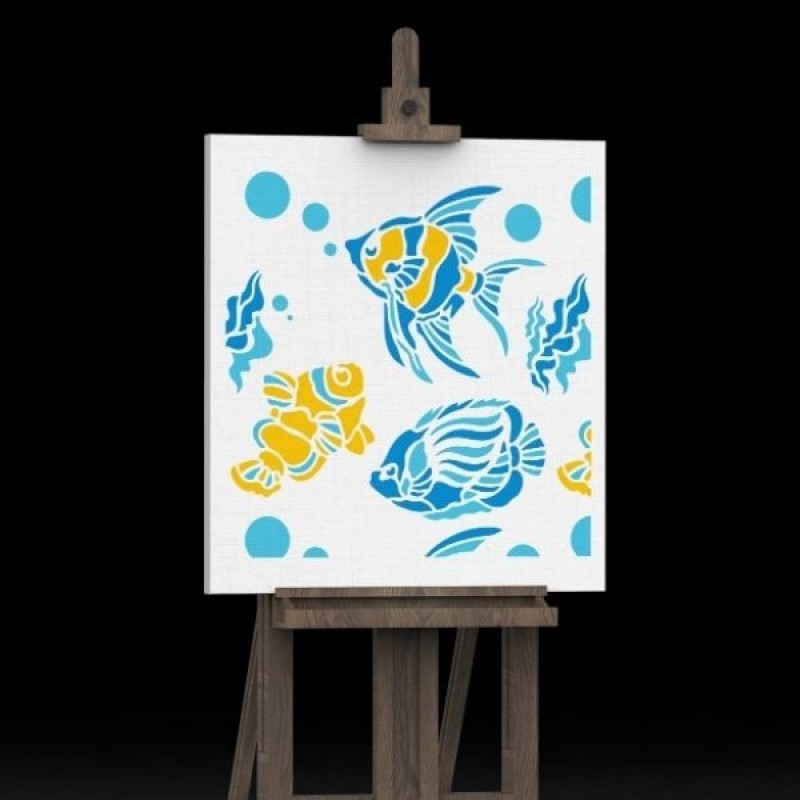 Mercan Balığı Stencil Şablon