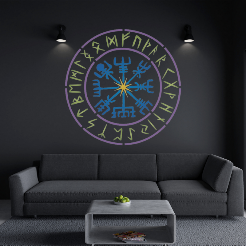 İskandinav Viking Pusula Stencil Şablon İskandinav Viking Pusula Stencil Şablon